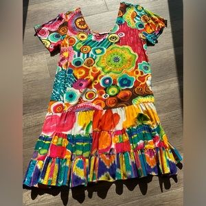 Jams World HAPPY DAYS Woman short sleeve knee length dress Abstract Colors sizeM